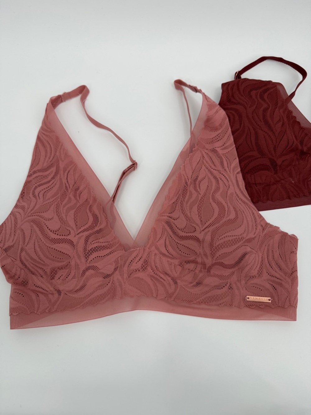NWT Danskin Lace Bralette Trio - Chocolate, Burgundy & Mauve - Picture 3 of 8
